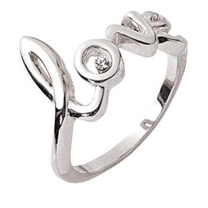 New AMOUR" RING  Swarovski Crystal - Love -Sz8
